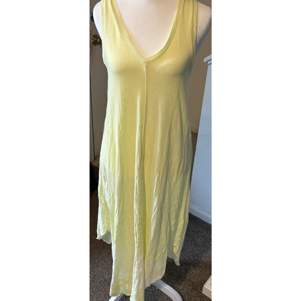 Z Supply Women’s Eden Stripe Dress Pastel Yellow V Neck Midi Sleeveless Size XS